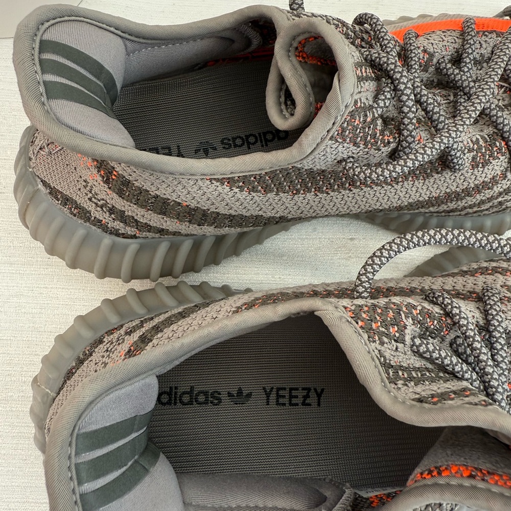 Adidas Yeezy Boost SPLY-350 V2 Beluga Reflective Gray Mesh w/Orange Sneakers - Picture 14 of 14